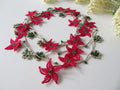 Fuchsia Stern Blume Häkelkette, Türkisch Oya Spitze Sommer Schmuck, Grüne Perlen Lange Lariat