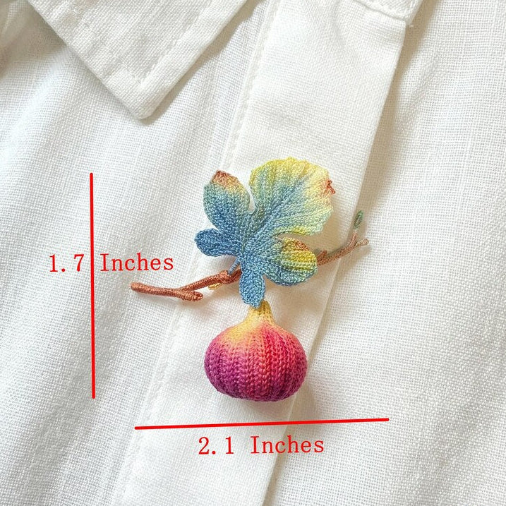 Gehäkelte Feigen Brosche, Realistische Obst Anstecknadel, Handgemacht