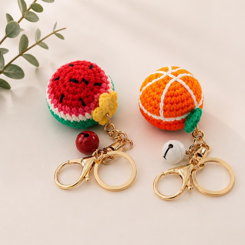 Gehäkelter Obst-Schlüsselanhänger, Amigurumi Plüsch, Taschenanhänger