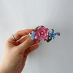 Mikrogehäkelte Rosen & Blaustern Haarspangen - Handgemachter Haarschmuck