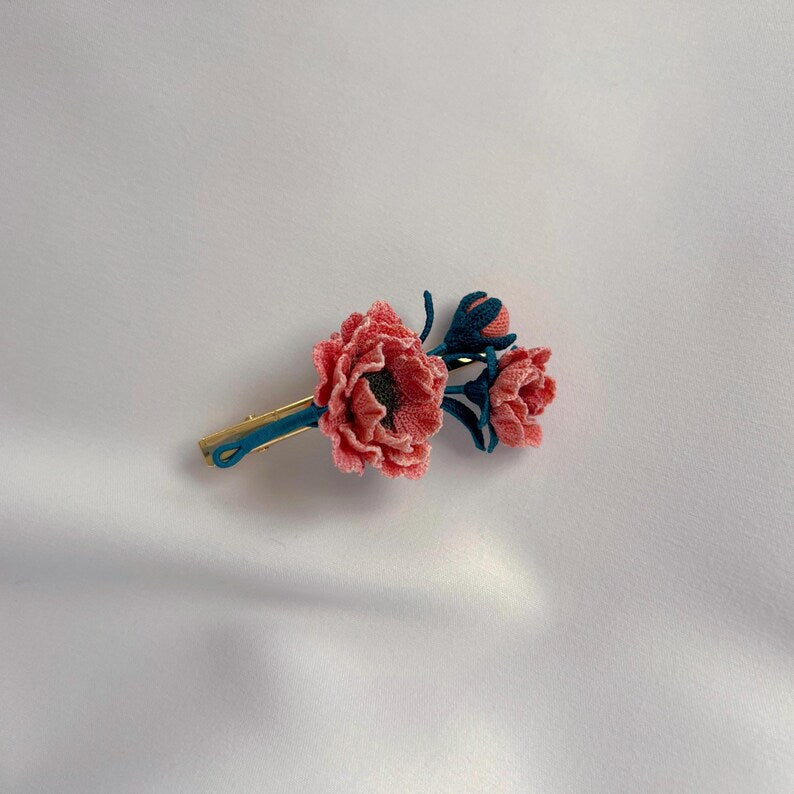 Mikrogehäkelte Manuka Haarspange Braut Haarschmuck Hochzeit Handgemacht