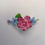 Mikrogehäkelte Rosen & Blaustern Haarspangen - Handgemachter Haarschmuck