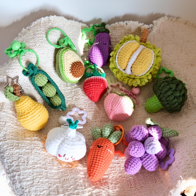 Obst Gemüse Schlüsselanhänger Amigurumi Taschenanhänger Autoaccessoire Handgehäkelt