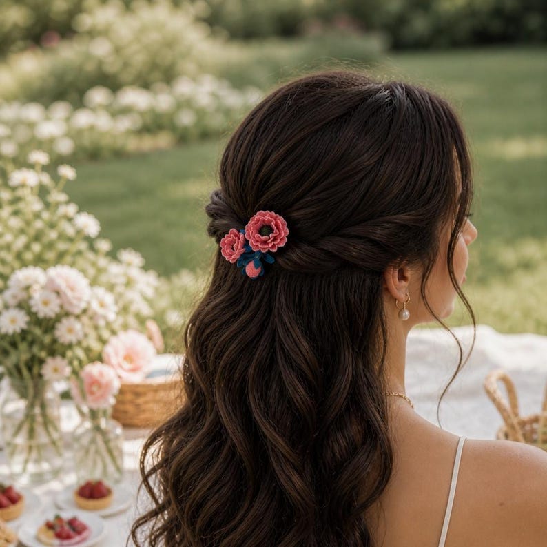 Mikrogehäkelte Manuka Haarspange Braut Haarschmuck Hochzeit Handgemacht
