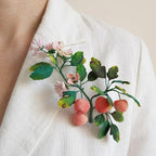 Art-Deco Apfel Blume Brosche, Miniatur Häkelblumen Anstecker für Frauen