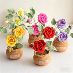 Gehäkelte Topfblumen Vergissmeinnicht, Baumwollgarn Tischdeko, Bürogeschenk