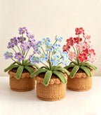 Gehäkelte Topfblumen Vergissmeinnicht, Baumwollgarn Tischdeko, Bürogeschenk