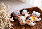 Mini Amigurumi Katze Schlüsselbund, Handgefertigte Gehäkelte Katze Schlüsselanhänger, Niedlicher Schlüsselring, 8-10 cm, Plüschtier Zubehör
