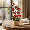Gehäkelte Orchideenpflanze, Blau und Weiß, Baumwollgarn, Amigurumi, 26 cm
