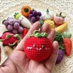 Gehäkelte Obst Gemüse Schlüsselanhänger, Gestrickte Lebensmittel Taschenanhänger, Amigurumi Plüsch Accessoire