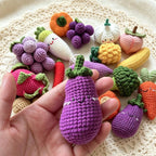 Gehäkelte Obst Gemüse Schlüsselanhänger, Gestrickte Lebensmittel Taschenanhänger, Amigurumi Plüsch Accessoire
