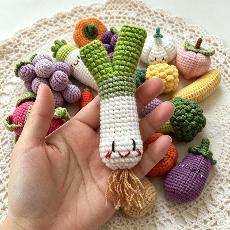 Gehäkelte Obst Gemüse Schlüsselanhänger, Gestrickte Lebensmittel Taschenanhänger, Amigurumi Plüsch Accessoire