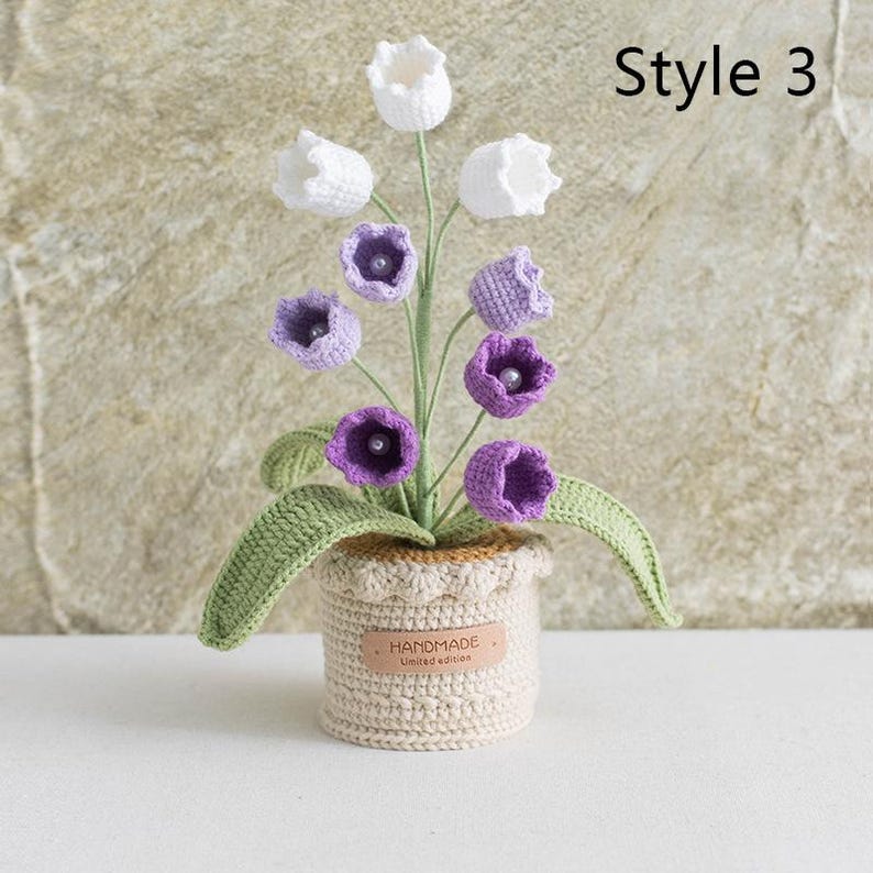 Gehäkelter Blumenstrauß Topfpflanze, Handgestrickte Blume, Ewige Wohnkultur
