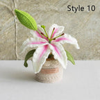 Gehäkelter Blumenstrauß Topfpflanze, Handgestrickte Blume, Ewige Wohnkultur