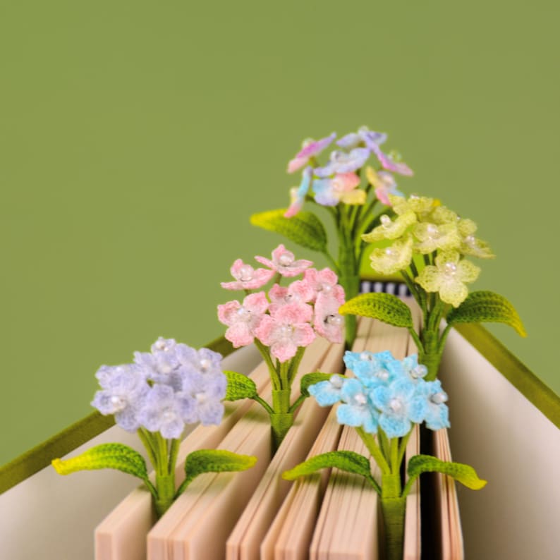 Gehäkeltes Blumen-Lesezeichen Löwenzahn Hortensie Maiglöckchen Handarbeit Lesezeichen Buchliebhaber Geschenk