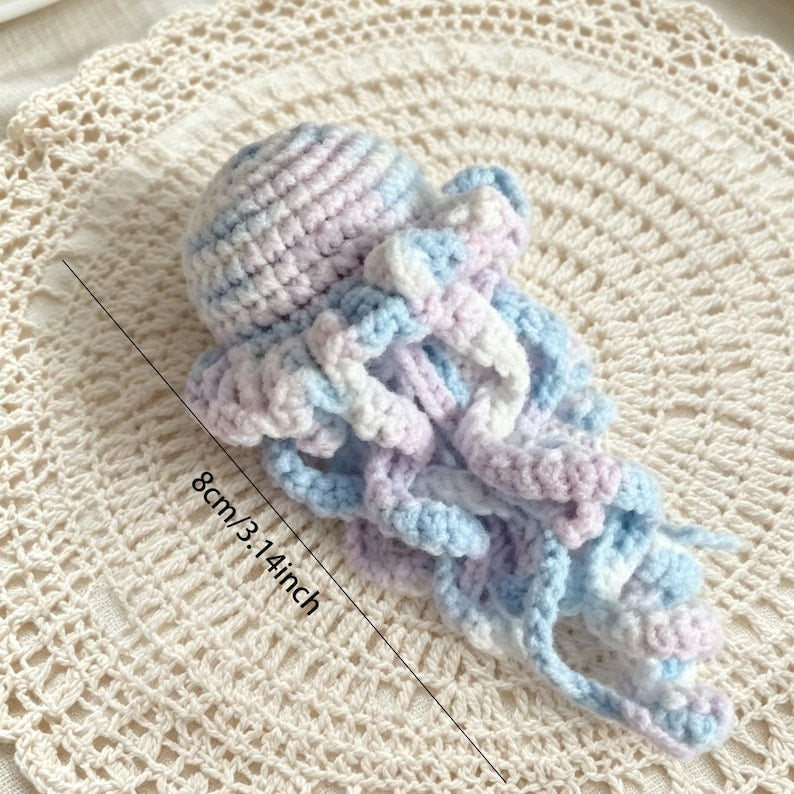 Gehäkelte Meerestiere Schlüsselanhänger, Amigurumi Oktopus Seepferdchen Muschel Taschenanhänger, Handgemacht, Set