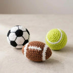 Gehäkelte Sportbälle Set – Fußball, Basketball, Football – Amigurumi Dekoration, 3,5 Zoll