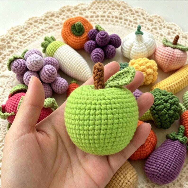 Gehäkelte Obst Gemüse Schlüsselanhänger, Gestrickte Lebensmittel Taschenanhänger, Amigurumi Plüsch Accessoire