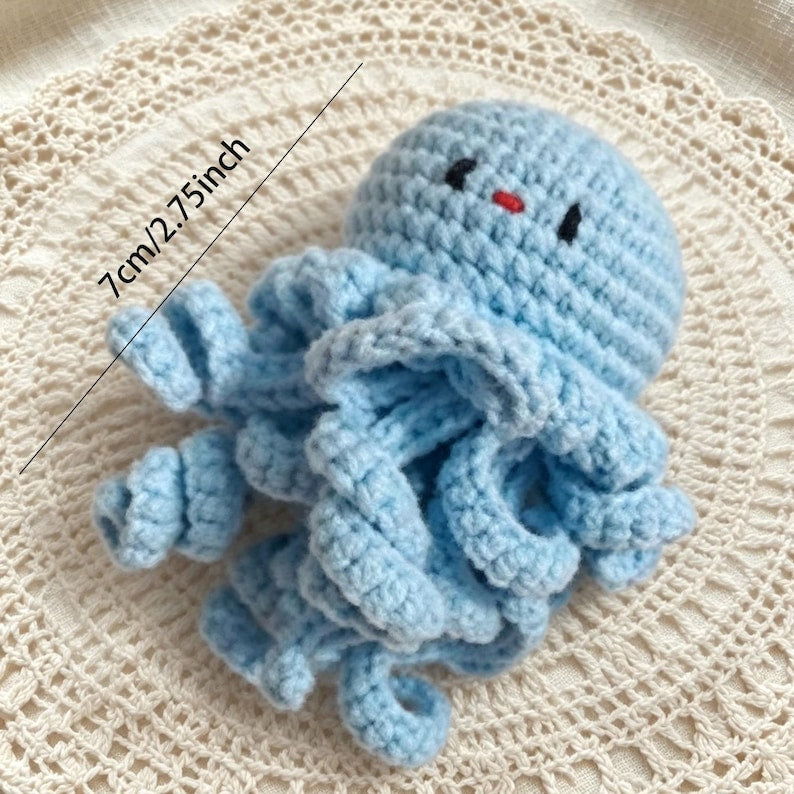 Gehäkelte Meerestiere Schlüsselanhänger, Amigurumi Oktopus Seepferdchen Muschel Taschenanhänger, Handgemacht, Set