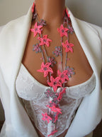 Gelbe Blumen Häkelkette, Türkisch Oya Perlen Lariat, Romantische Sommer Braut Schmuck, Garten Hochzeit Accessoire