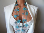 Gelbe Blumen Häkelkette, Türkisch Oya Perlen Lariat, Romantische Sommer Braut Schmuck, Garten Hochzeit Accessoire