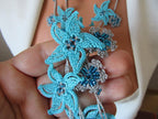 Gelbe Blumen Häkelkette, Türkisch Oya Perlen Lariat, Romantische Sommer Braut Schmuck, Garten Hochzeit Accessoire