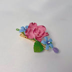 Mikrogehäkelte Rosen & Blaustern Haarspangen - Handgemachter Haarschmuck