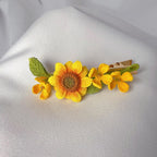 Mikrogehäkelte Sonnenblume Haarspangen, handgefertigt, 6,5 cm