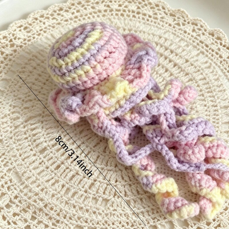 Gehäkelte Meerestiere Schlüsselanhänger, Amigurumi Oktopus Seepferdchen Muschel Taschenanhänger, Handgemacht, Set