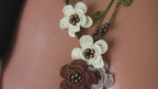 Braune Perlen türkische Oya Halskette, häkeln Herbst Farbe Boho Lariat, Floral lange Wickelkette