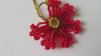 Rote türkische Oya Halskette, Häkelblume Lange Lariat, Floral Perlen Wrap Halskette, Spitze Schmuck