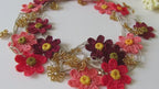 Coral Daisy Lange Häkelkette, Floral Wrap Lariat, Boho Sommer Statement Halskette