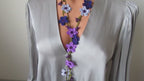 Häkelkette Türkisch Oya, Lavendel Blume Lariat, Lila Perlen Lange Wrap Frauen Halskette