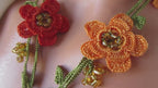 Türkische Oya Häkeln Lange Halskette, Gebrannte Orange Rost Herbst Blume Halskette, Herbst Farbe Lariat Halskette