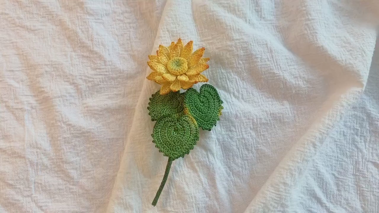 Gehäkelte Sonnenblumen Brosche Handgemachte Anstecknadel Blumenform Hochzeit Trauer Schmuck