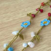 Bunte Micro Blume Häkelkette, Amethyst, Koralle, Rosa Blau Quarz, Howlith Perlen Lange Wrap Lariat Schmuck